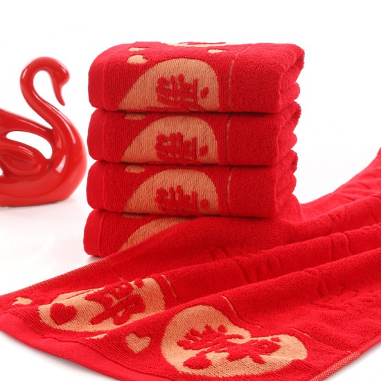 Eco-friendly dyed pure cotton wedding towels. Double Happiness wedding towels for wedding gifts