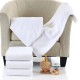 21-count, 400g white bath towels, bathhouse cotton towels, hotel linens, beauty salon logos.