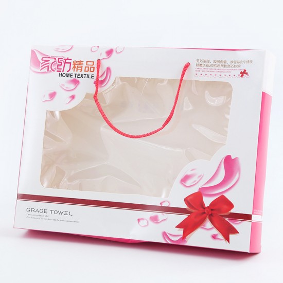 Wholesale double-pack towel gift boxes, custom-designed return gift packaging, exquisite face towels for supermarkets and daily use.