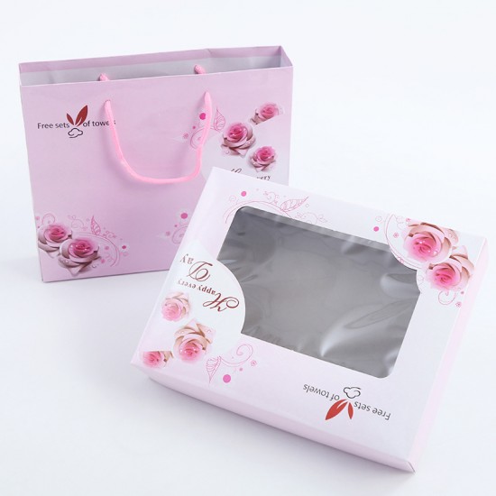 Gaoyang manufacturer wholesale double-pack towels, top and bottom cover boxes and tote bags, pure cotton face towels, creative advertising gifts.