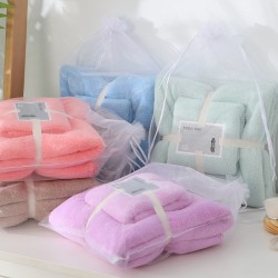 Coral fleece towel set, one towel and one bath towel, soft and absorbent, custom logo gifts, direct shipping.