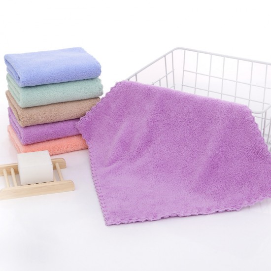 Plain square coral fleece hand towels, absorbent, simple, children's and kindergarten hand towels with logos, available as labor protection gifts.