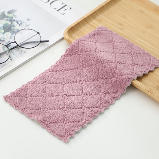Family-size double-sided, two-color dishwashing towels, oil-free kitchen towels, thickened coral fleece small towels.