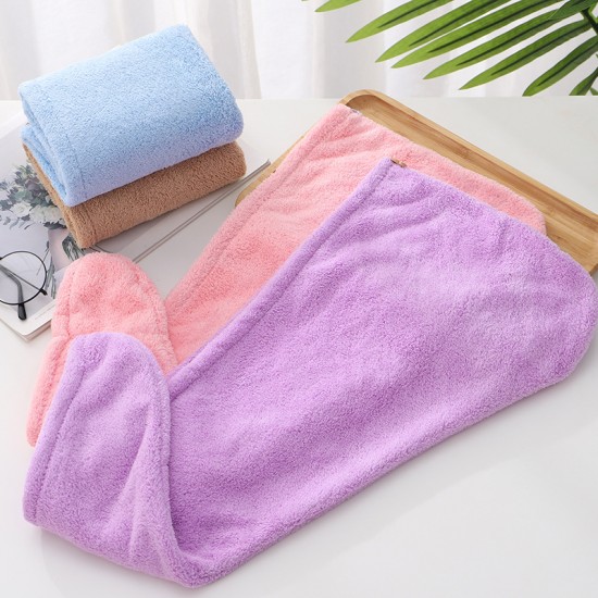 Coral fleece quick-drying shower cap, adult household solid color simple hair dryer, microfiber turban, shampoo and dryer.
