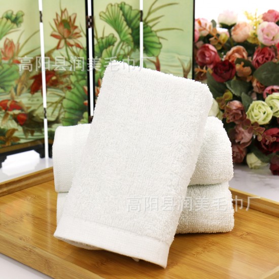 White cotton face towels, wholesale, hotel, and gift towels, with logo embroidery.