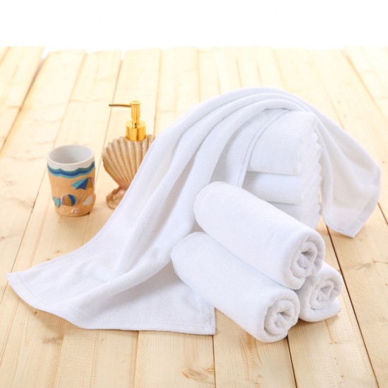 150g manufacturer's pure cotton white towels for hotels, hotel linens, absorbent cotton towels with logo printing.