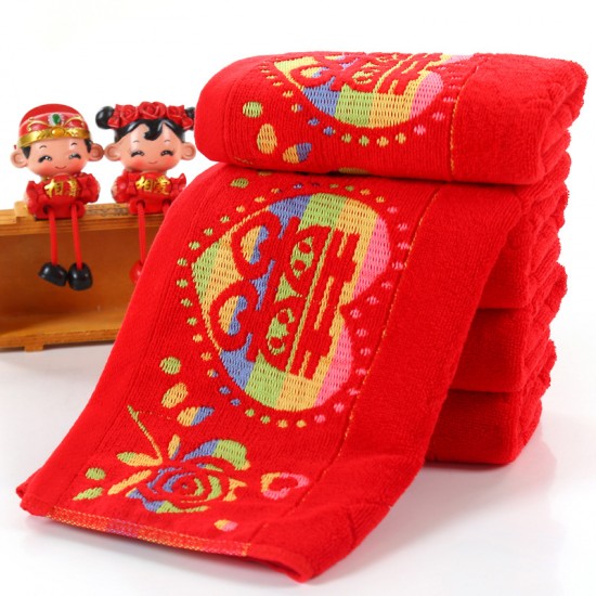 Cotton wedding towels, factory direct wholesale, 32-strand new soft, thickened face towels for festive weddings.