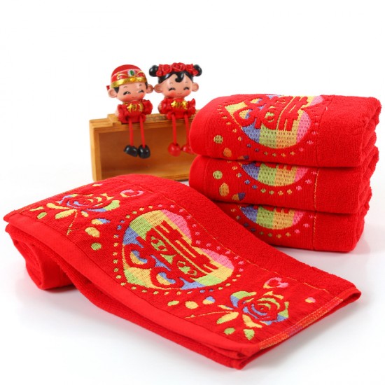 Cotton wedding towels, factory direct wholesale, 32-strand new soft, thickened face towels for festive weddings.