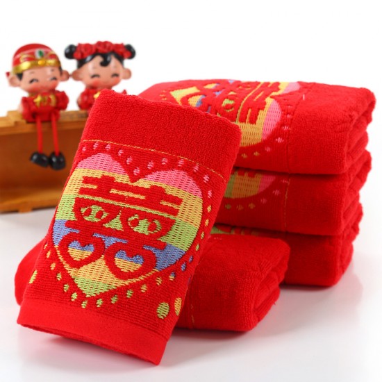 Cotton wedding towels, factory direct wholesale, 32-strand new soft, thickened face towels for festive weddings.