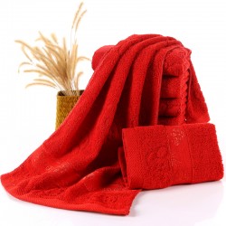 Wholesale, red wedding towels, wedding gifts, return gifts, pure cotton, thickened, embroidered logo, pure cotton towels