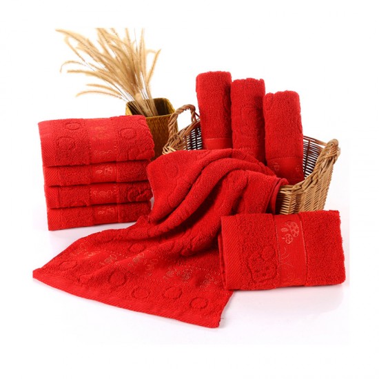 Wholesale, red wedding towels, wedding gifts, return gifts, pure cotton, thickened, embroidered logo, pure cotton towels