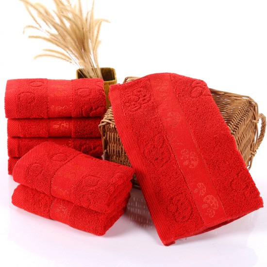 Wholesale, red wedding towels, wedding gifts, return gifts, pure cotton, thickened, embroidered logo, pure cotton towels