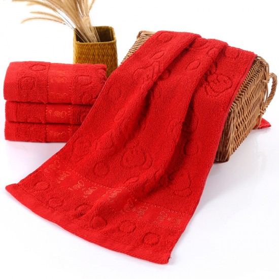 Wholesale, red wedding towels, wedding gifts, return gifts, pure cotton, thickened, embroidered logo, pure cotton towels